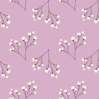 Spring Seamless pattern with cherry branches in trendy lilac shades. Hello spring. Happy Easter vector