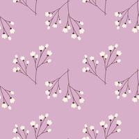 Spring Seamless pattern with cherry branches in trendy lilac shades. Hello spring. Happy Easter vector