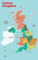 Detailed United Kingdom Map States and Union Teritories vector