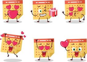 Calendar cartoon character with love cute emoticon vector