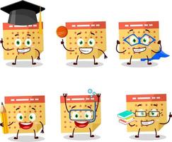 School student of calendar cartoon character with various expressions vector