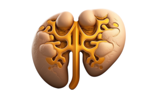 Human kidneys on a transparent isolated background. png