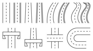 la carretera icono colocar, línea diseño en blanco antecedentes vector