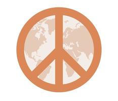 World peace symbol icon. International symbol of peace, disarmament, anti war movement. Pacifism sign with Planet Earth. Vector flat illustration