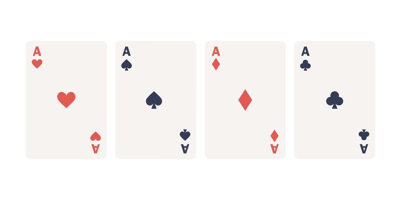 Four aces card suit icon set. Vector flat illustration
