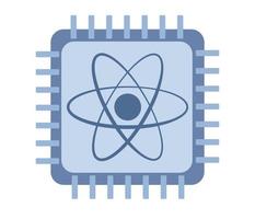 Quantum computing icon. Artificial Intelligence, semiconductor chip, future technology. Vector flat illustration