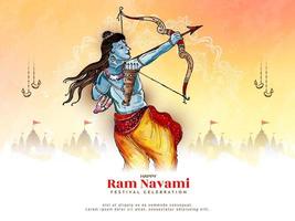 Happy Ram navami Indian cultural festival celebration background design vector