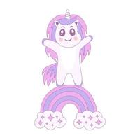 dulce unicornio y arco iris vector