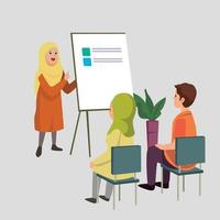 the teacher is explaining on paper vector