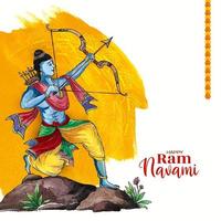 Happy Ram navami festival celebration greeting card design vector
