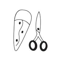 Scissors with case. Vector isolated doodle single illustration