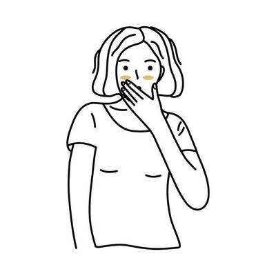 Sketch of scared girl with hand covers her mouth, Stock Illustration by  ©vvoennyy #267632918