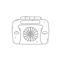 Cassette audio player retro device. Vector hand drawn