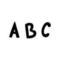 English letters A, B, C. Vector black and white