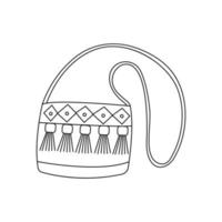 Womens stylish fabric ladies handbag. Vector doodle isolated