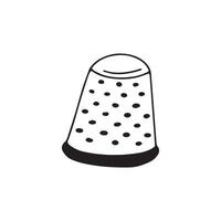 Thimble. Black and white vector doodle. Sewing tool