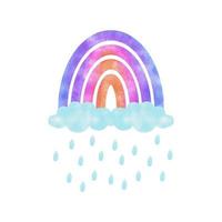 arco iris en el nubes, acuarela dibujo. vector