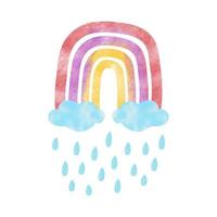 arco iris en el nubes, acuarela dibujo. vector