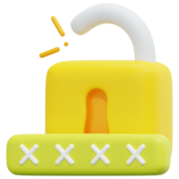 password 3d render icon illustration png