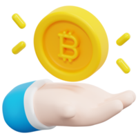 bitcoin 3d rendere icona illustrazione png