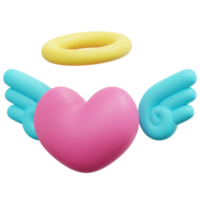 coração asas 3d render ícone ilustração png