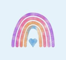 watercolor rainbow with heart vector