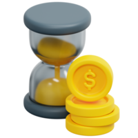 el tiempo es dinero 3d render icono ilustración png