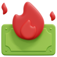 burn 3d render icon illustration png