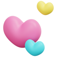 corações 3d render ícone ilustração png