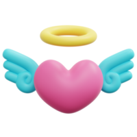 heart wings 3d render icon illustration png