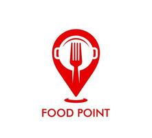 Restaurant map pointer icon, food point pin, fork vector