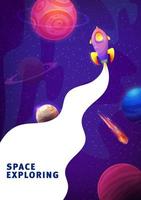 Rocket launch, galaxy space, landing page website vector