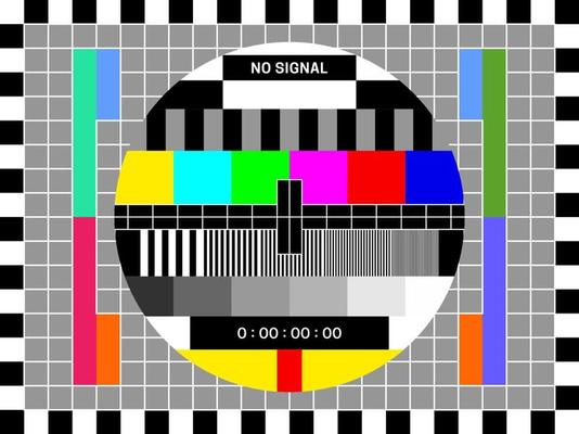 TV signal test screen, retro television color test