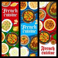 French cuisine restaurant food vertical banners vector