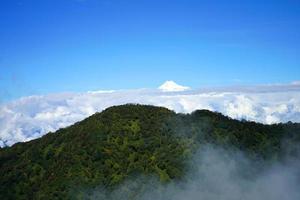 ver de Kanchenjunga pico desde seda ruta después nublado clima foto