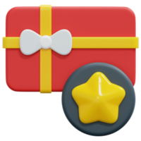 illustration de l'icône de rendu 3d de la carte-cadeau png