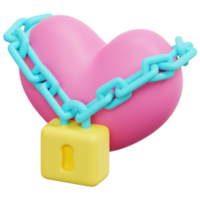 locked heart 3d render icon illustration png