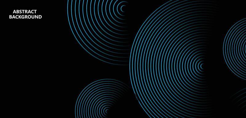 Abstract glowing circle lines on dark background. Futuristic technology concept. Horizontal banner template. Suit for poster, cover, banner, brochure, website