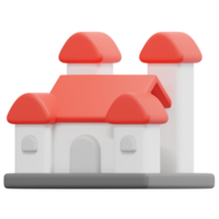 chateau 3d render icon illustration png
