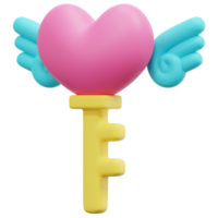 Schlüssel Herz 3d machen Symbol Illustration png