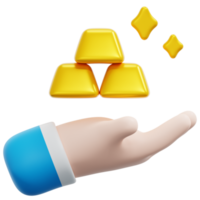ilustración de icono de renderizado 3d de oro png