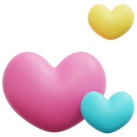 hearts 3d render icon illustration png