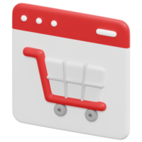 shopping cart 3d render icon illustration png