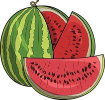 Hand drawn Coloring Page Watermelon Pieces Isolated vector