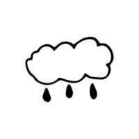 doodle illustration rain cloud with drops vector