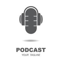 Podcast or Radio Logo design using Microphone and Headphone icon with slogan template vector