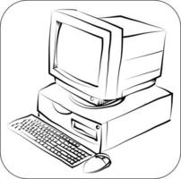 computer old lineart 90s vector