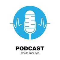 Podcast or Radio Logo design using Microphone and Headphone icon with slogan template vector