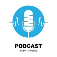 Podcast or Radio Logo design using Microphone and Headphone icon with slogan template vector