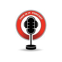 Podcast or Radio Logo design using Microphone and Headphone icon with slogan template vector